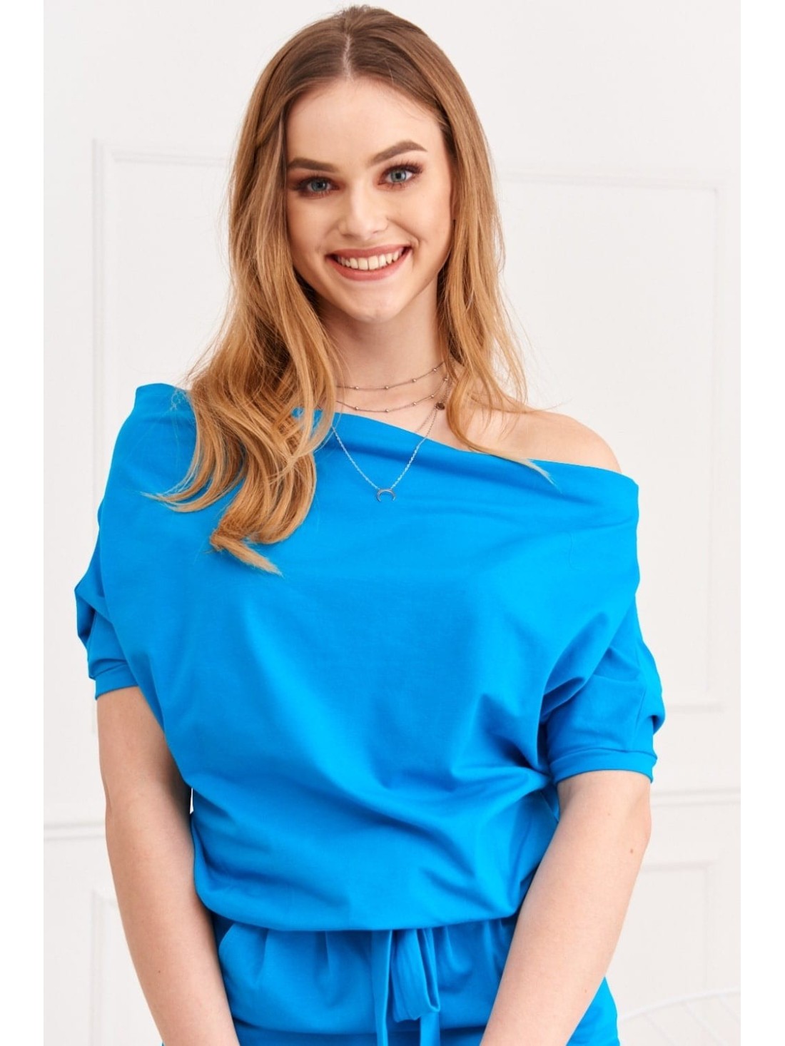 Meeresblaues Kleid mit Krawatten 9978 – Online-Shop – Boutique